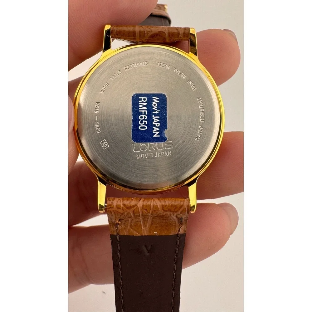 Vintage Mickey Mouse Watch Gold Tone Lorus Seiko Quartz Disney Holograph